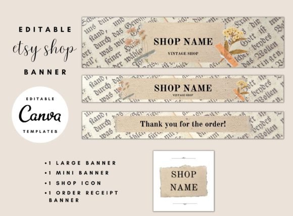 Antique Etsy Shop Banner Templates for a Professional Brand
