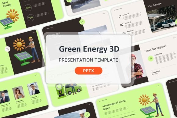Elevate Your Pitch with Green Energy 3D PowerPoint Templates