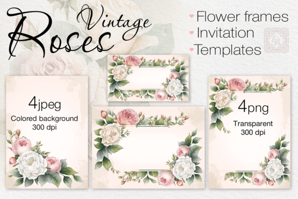 Flower Cards, Print Templates PNG, JPEG: Your Go-To for Watercolor Floral Design