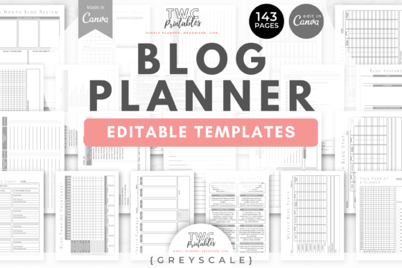 Manage Your Blog Like a Pro with These Greyscale Canva Templates