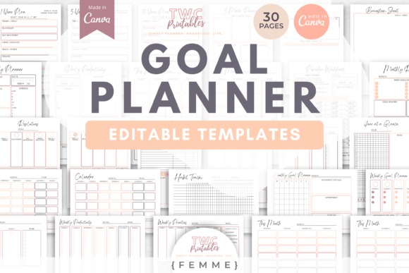 Master Your Goals with the Goal Planner Canva Templates FEMME