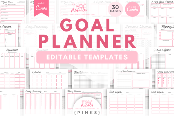 Transform Your Ambitions with Goal Planner Canva Templates PINKS